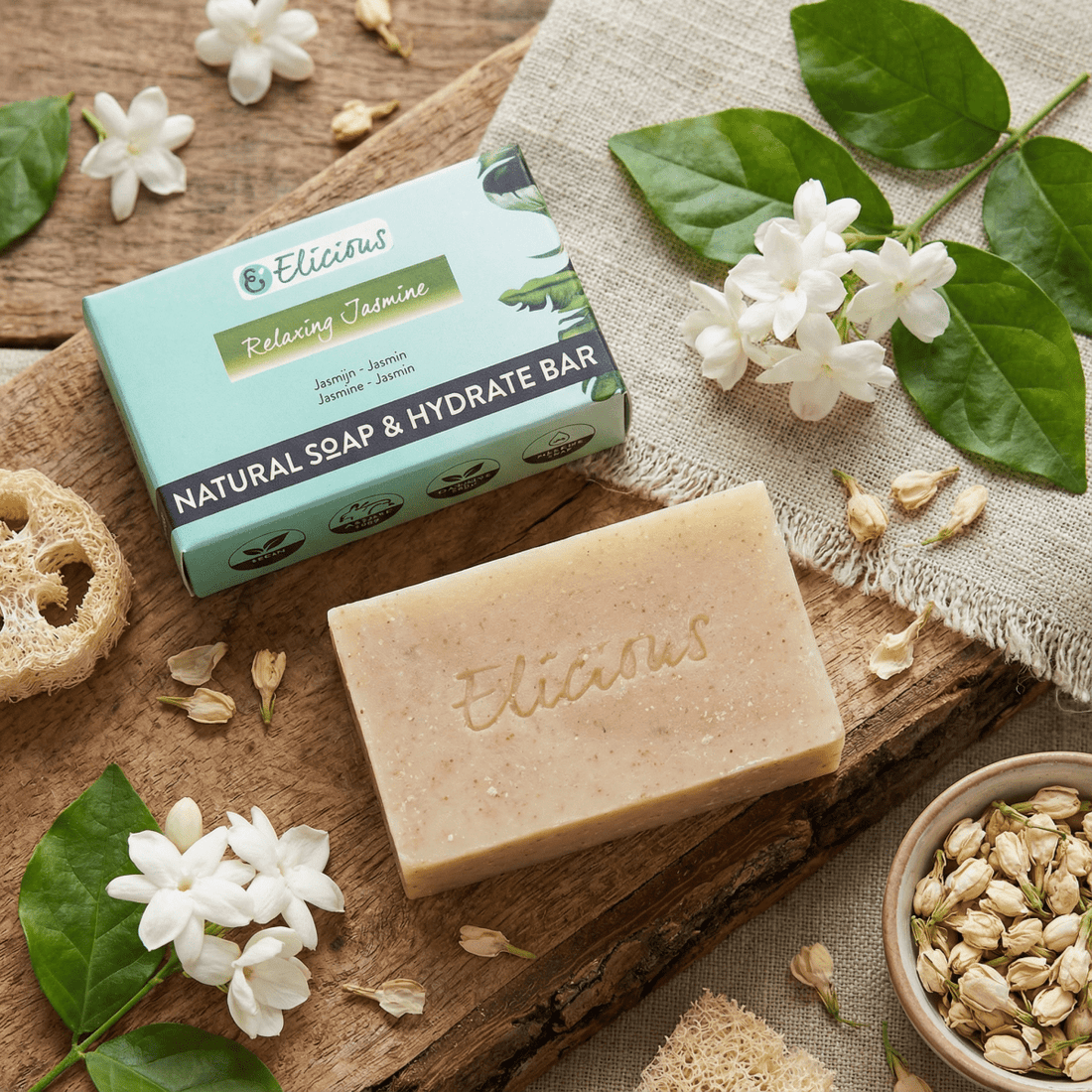 Handgemaakte natuurlijke zeep Flower Patio set van 5 - Elicious