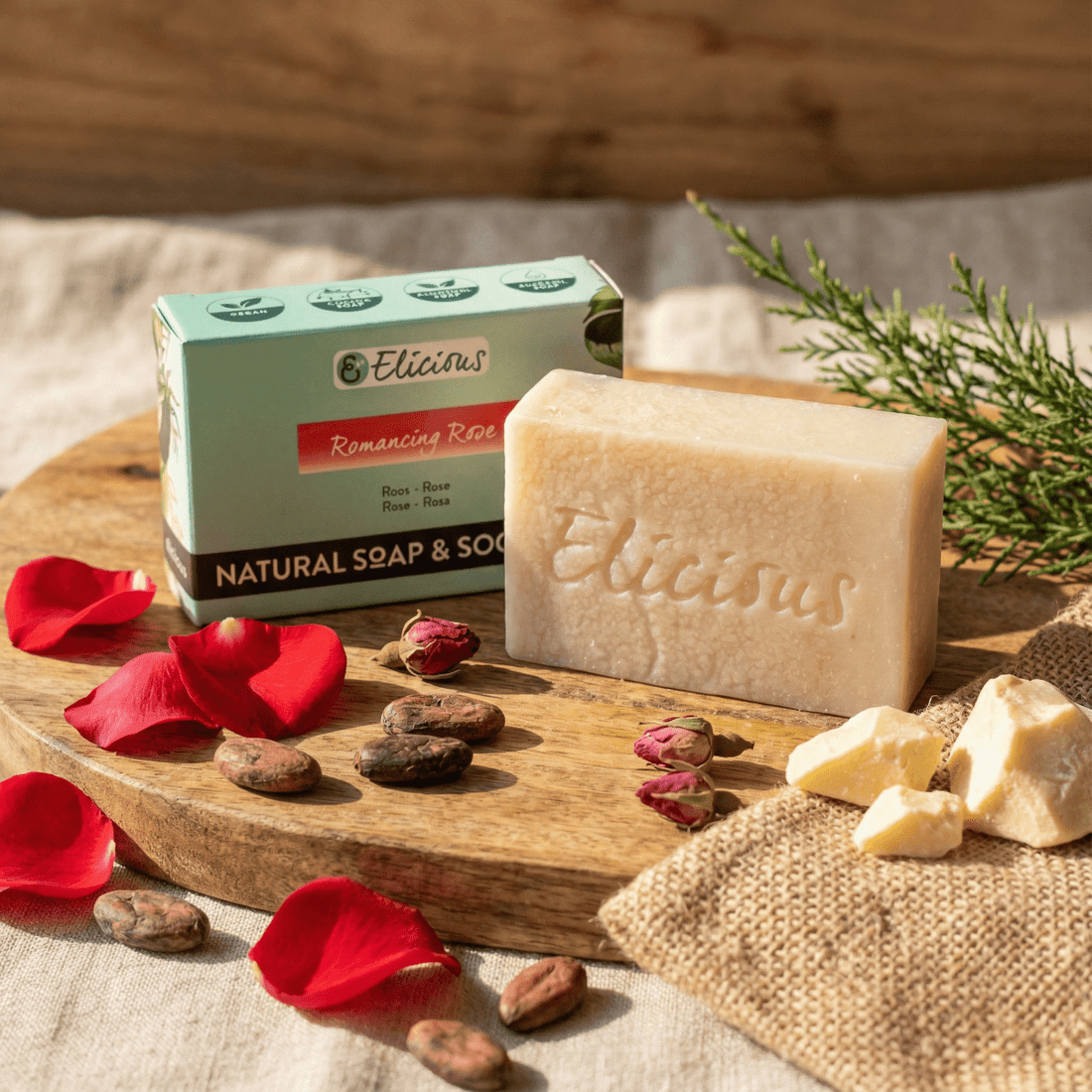 Handgemaakte natuurlijke zeep Flower Patio set van 5 - Elicious